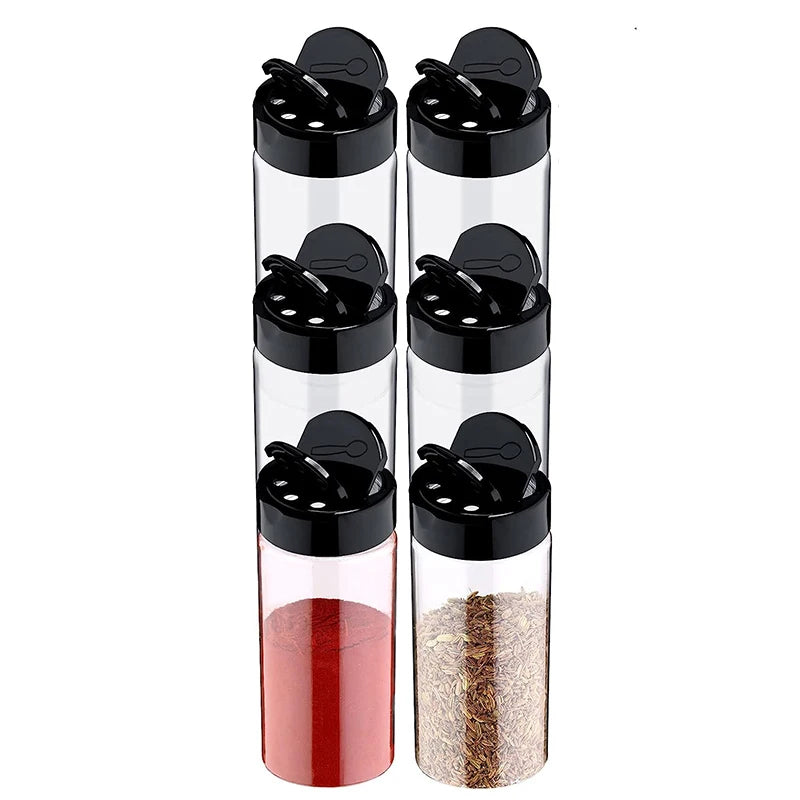 Clear Spice Jar Set with Multi-Pour Shaker Lids