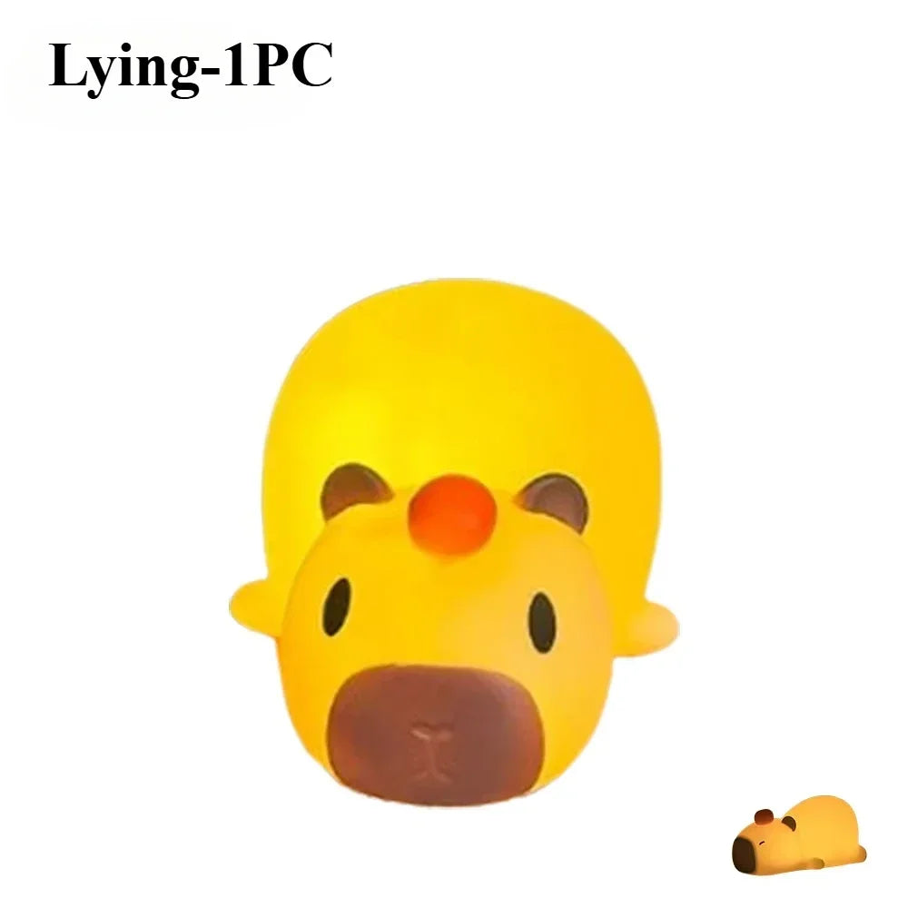 Cute Cartoon Capybara Silicone Night Light USB Rechargeable LED Pat Lamp Timing Dimming Decorative Table Lamp Sleep Night Lamp