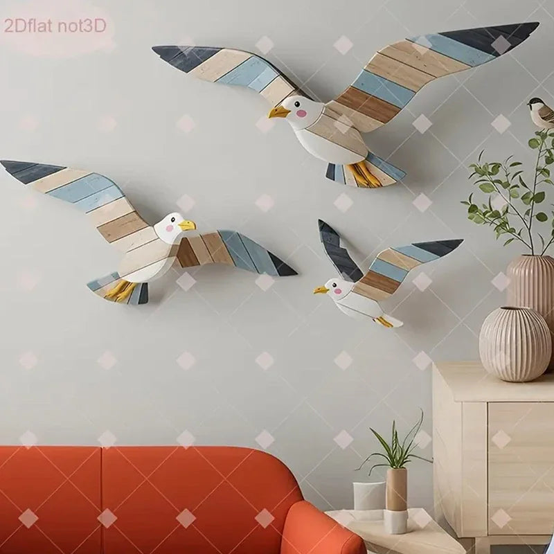 Retro Seagull Wall Decoration Set Wooden Seagull Ornament Room Decoration Living Room, Office Decor Items Home Decor Items