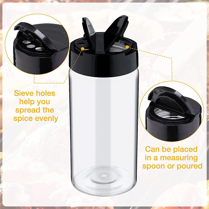 Clear Spice Jar Set with Multi-Pour Shaker Lids