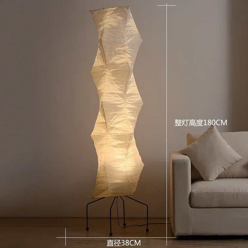Wabi Sabi Sculptural Floor Lamp Japanese Paper Lantern Standing Light for Bedroom Living Room Decor