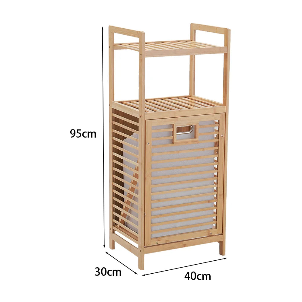 【Lifeideas】Bathroom Laundry Basket 3/4 Tier Wooden Storage Rack Household Moisture-proof Bamboo