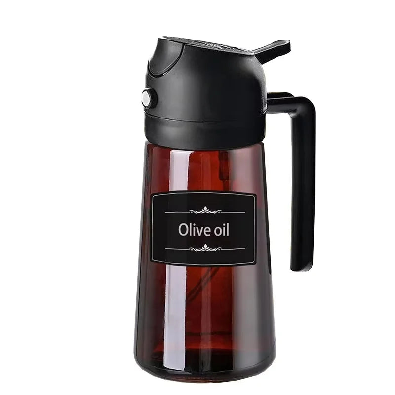 470ml Olive Oil Dispenser, Cooking Sprayer 2-in-1 Spray and Pour, Leak-Proof Eco-Friendly Thick Glass Spray Bottle for Cooking