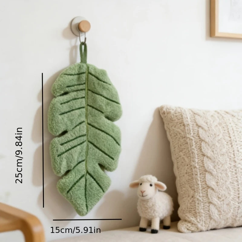 Banana Leaf Shaped Hanging Hand Towel, Suitable for Daily Wiping of Hands, Face, and Tableware, Decorative Hanging Decoration
