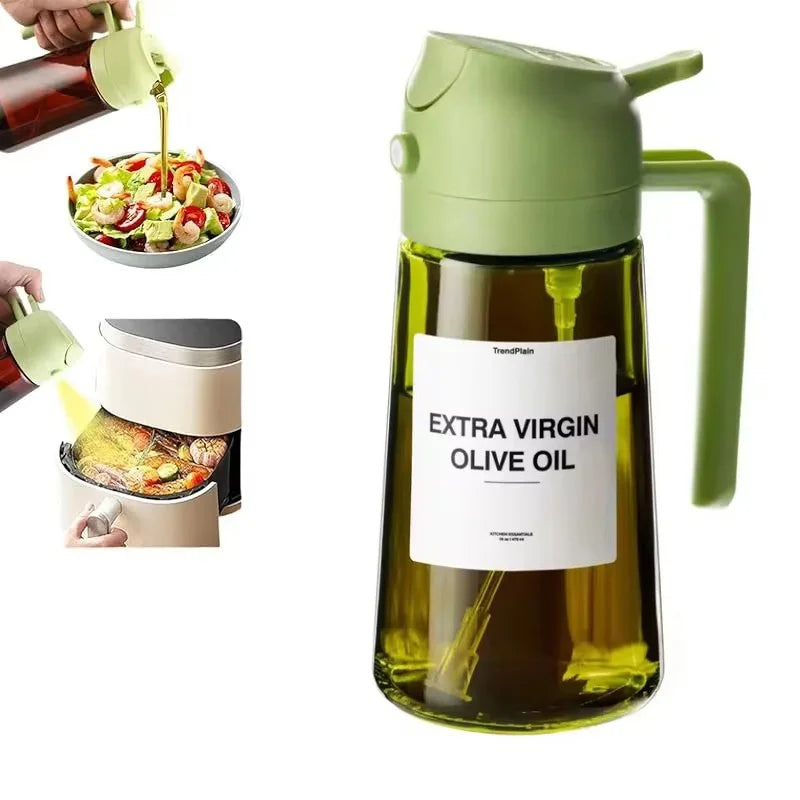 470ml Olive Oil Dispenser, Cooking Sprayer 2-in-1 Spray and Pour, Leak-Proof Eco-Friendly Thick Glass Spray Bottle for Cooking