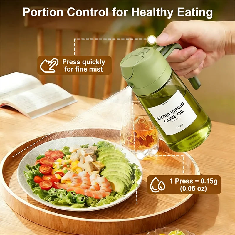 470ml Olive Oil Dispenser, Cooking Sprayer 2-in-1 Spray and Pour, Leak-Proof Eco-Friendly Thick Glass Spray Bottle for Cooking