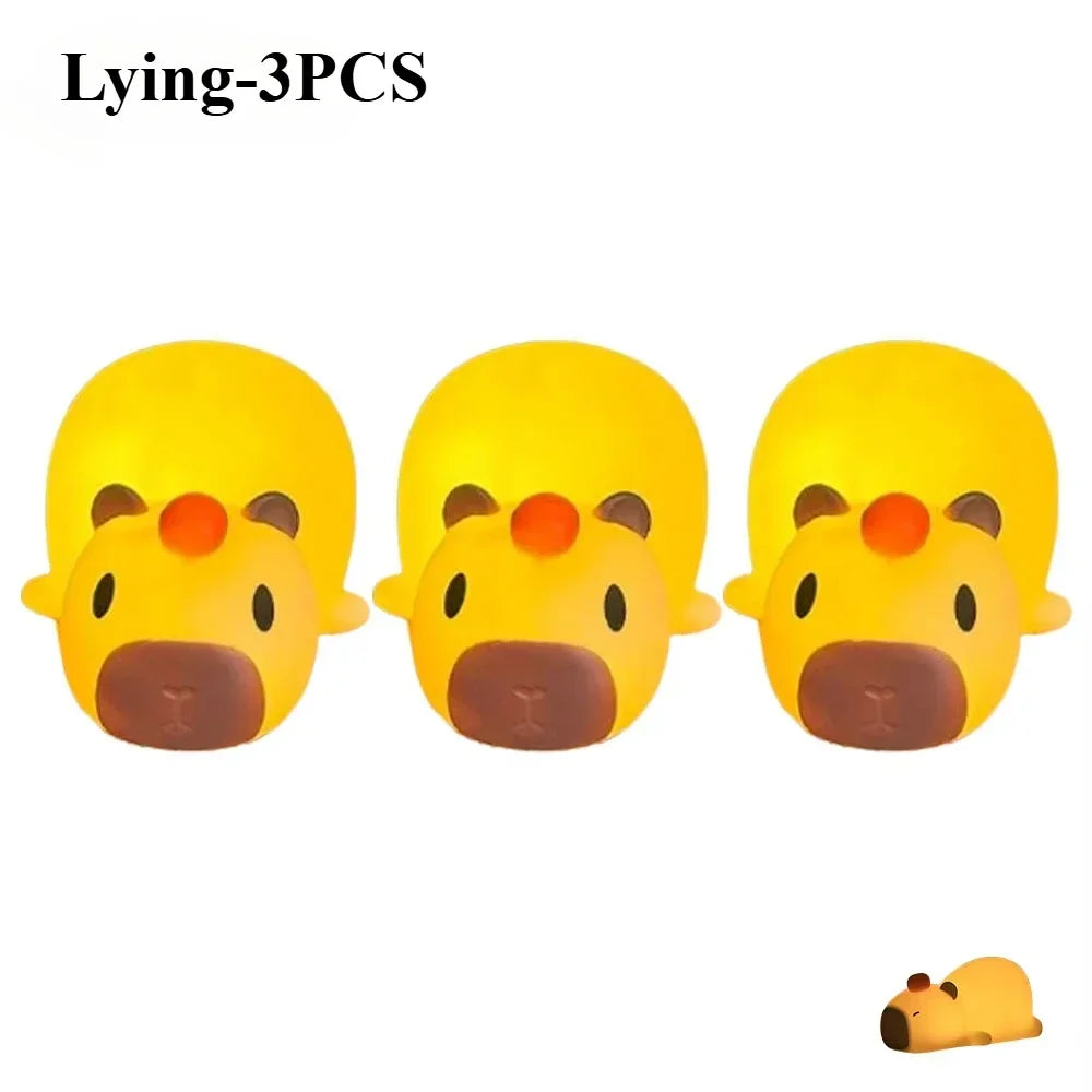 Cute Cartoon Capybara Silicone Night Light USB Rechargeable LED Pat Lamp Timing Dimming Decorative Table Lamp Sleep Night Lamp