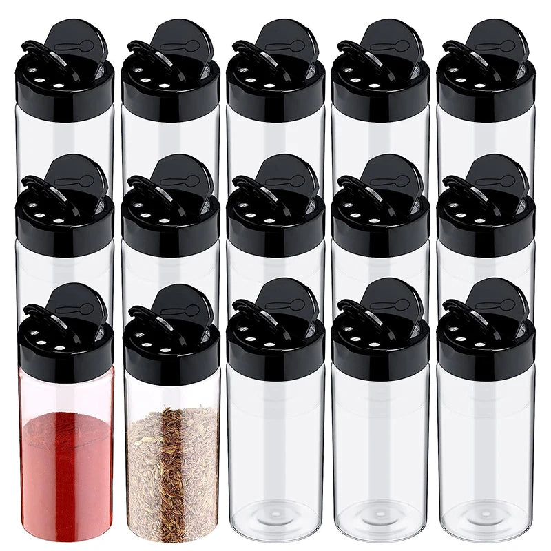 Clear Spice Jar Set with Multi-Pour Shaker Lids