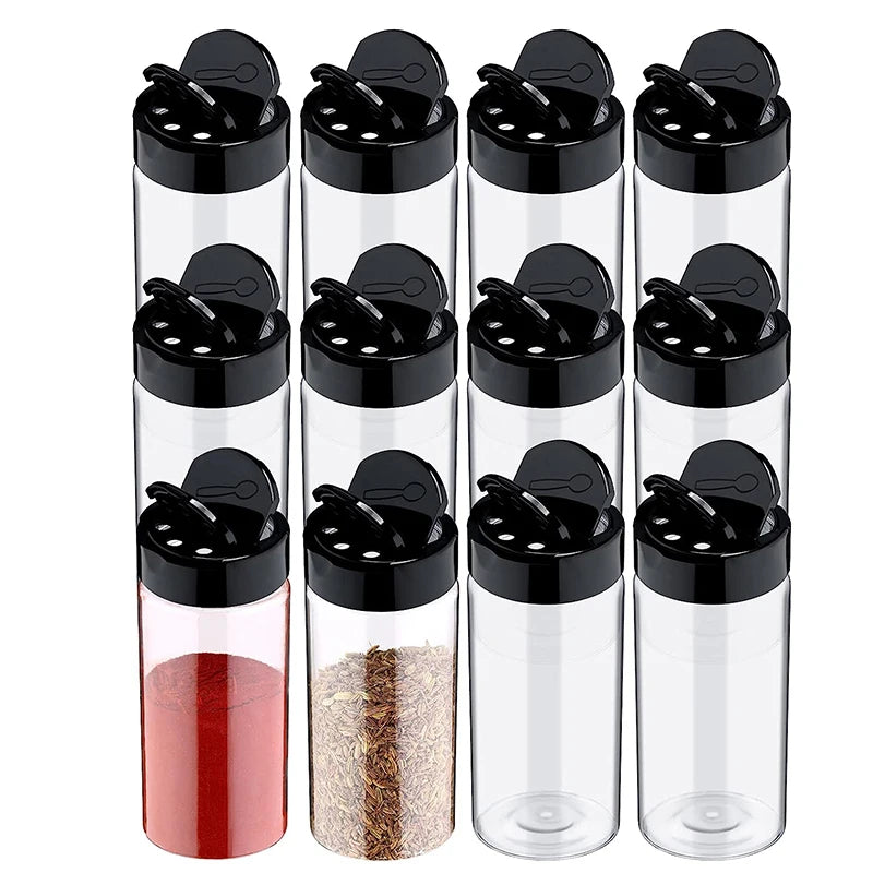 Clear Spice Jar Set with Multi-Pour Shaker Lids