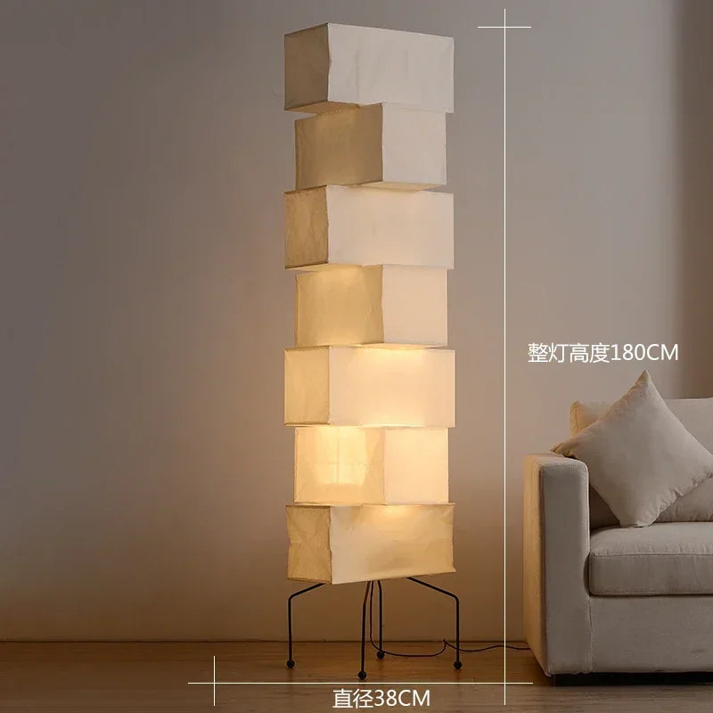 Wabi Sabi Sculptural Floor Lamp Japanese Paper Lantern Standing Light for Bedroom Living Room Decor
