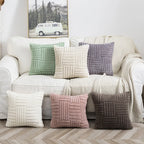 1pc Boho Faux Fur Plush Throw Pillow Covers, Cream White, Luxury SoftFluffy Decorative Cushion Cover Pillowcase for Sofa, Couch