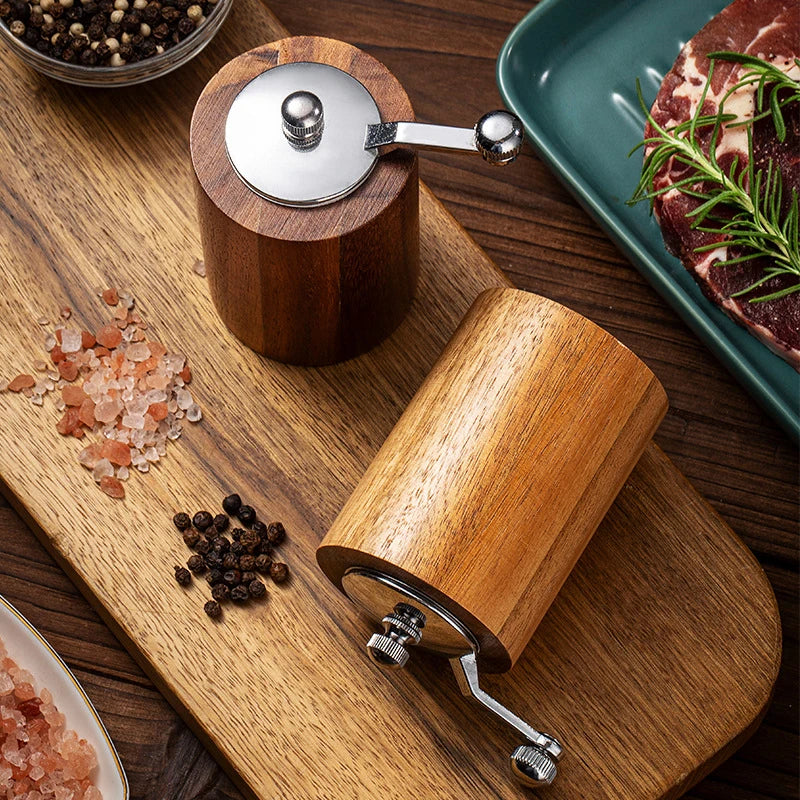 Hand Cranked Pepper Grinder Solid Wood Manual Sichuan Black Pepper Sea Salt Grinding Bottle Fine Household Kitchen Grind