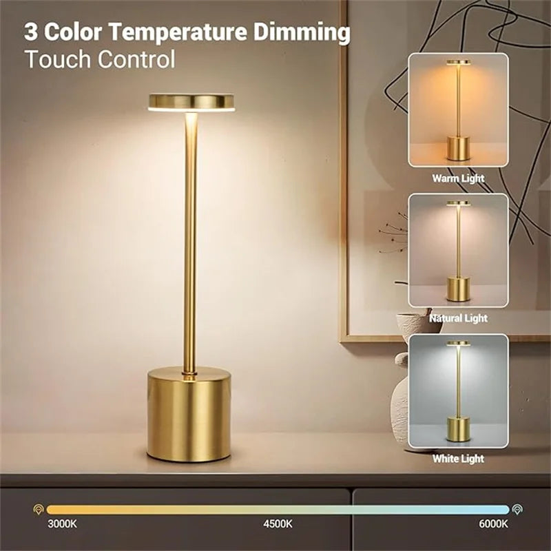 LED Table Lamp Touch Sensor Night Light USB Rechargeable Portable Bedroom Night Light Wireless Reading Lamp Restaurant Hotel Bar