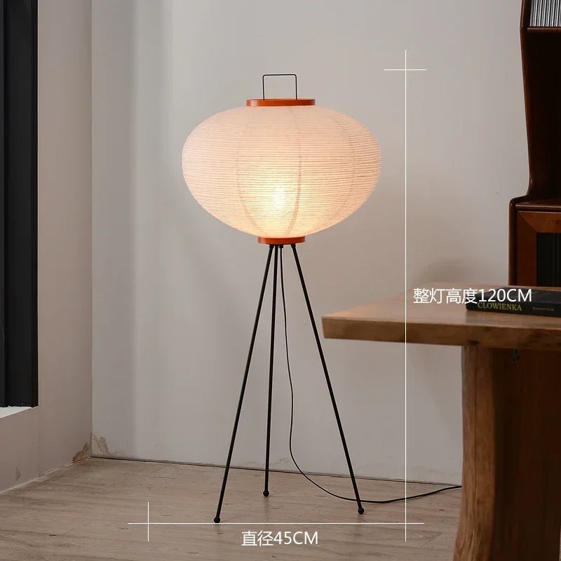 Wabi Sabi Sculptural Floor Lamp Japanese Paper Lantern Standing Light for Bedroom Living Room Decor