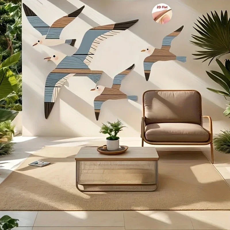 Retro Seagull Wall Decoration Set Wooden Seagull Ornament Room Decoration Living Room, Office Decor Items Home Decor Items