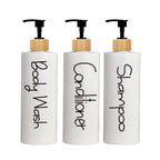 3PCS Bathroom Soap Dispenser Reusable Hand Pump Dispenser Bottle Bathroom Shower Gel Shampoo Refillable Bottle Container