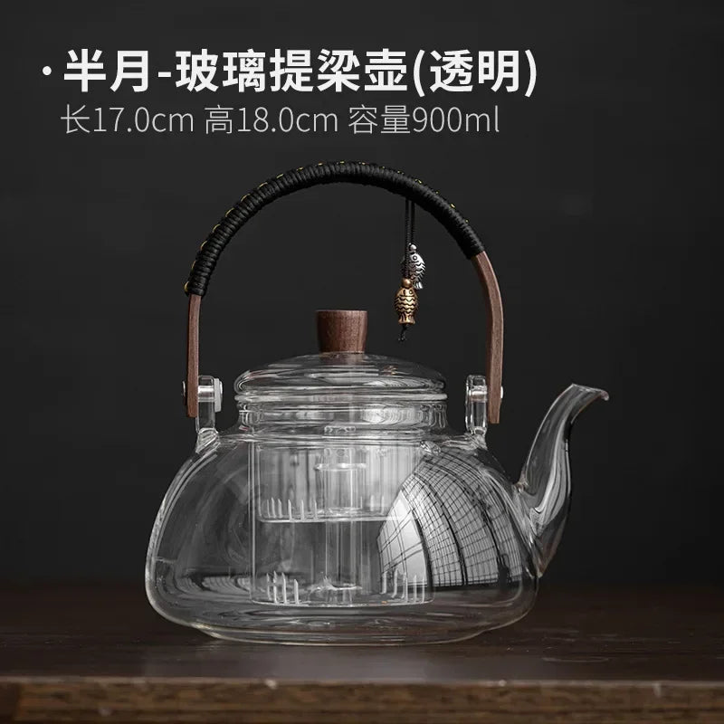 Glass Kettle Household Tea Set Small Steaming Teapot Electric Clay Stove Set