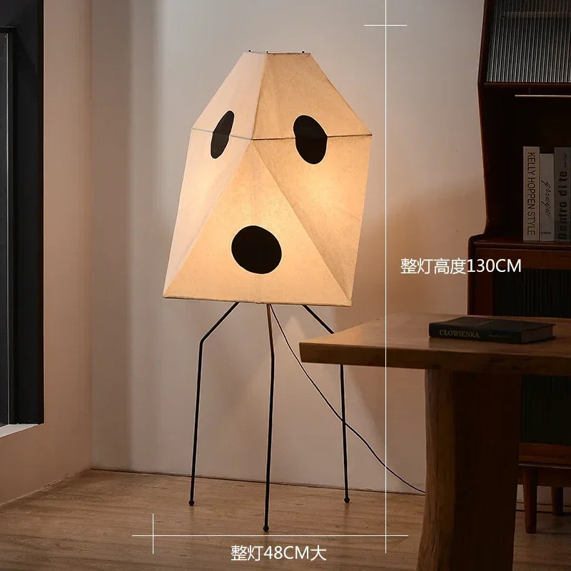 Wabi Sabi Sculptural Floor Lamp Japanese Paper Lantern Standing Light for Bedroom Living Room Decor