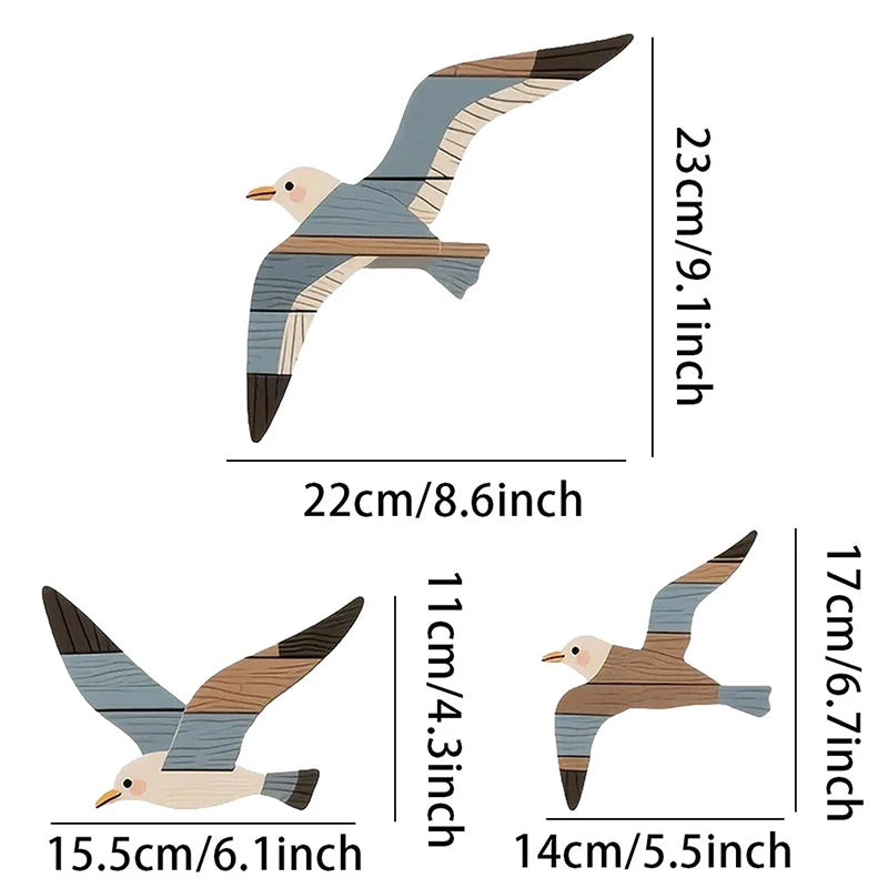 Retro Seagull Wall Decoration Set Wooden Seagull Ornament Room Decoration Living Room, Office Decor Items Home Decor Items