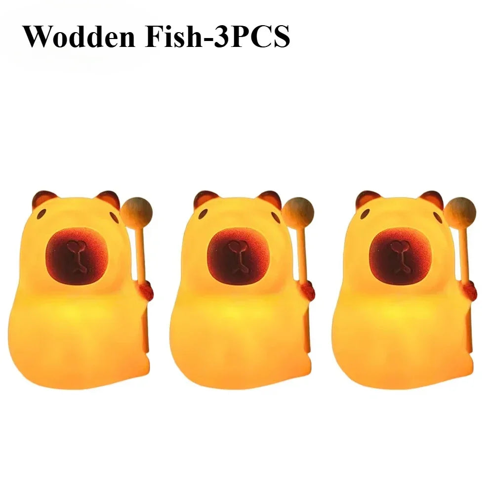 Cute Cartoon Capybara Silicone Night Light USB Rechargeable LED Pat Lamp Timing Dimming Decorative Table Lamp Sleep Night Lamp
