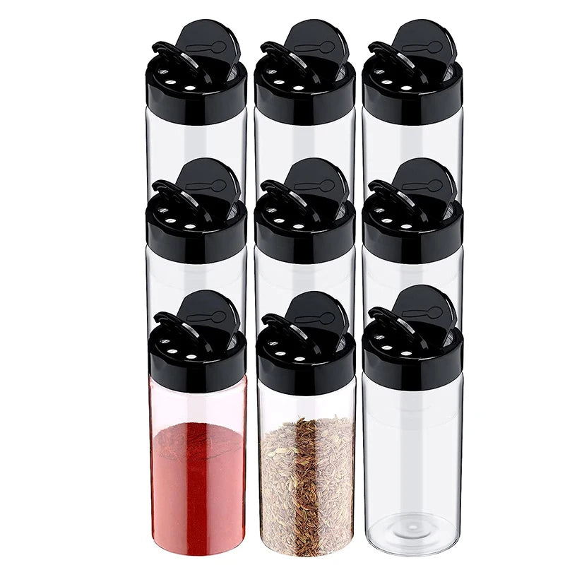 Clear Spice Jar Set with Multi-Pour Shaker Lids