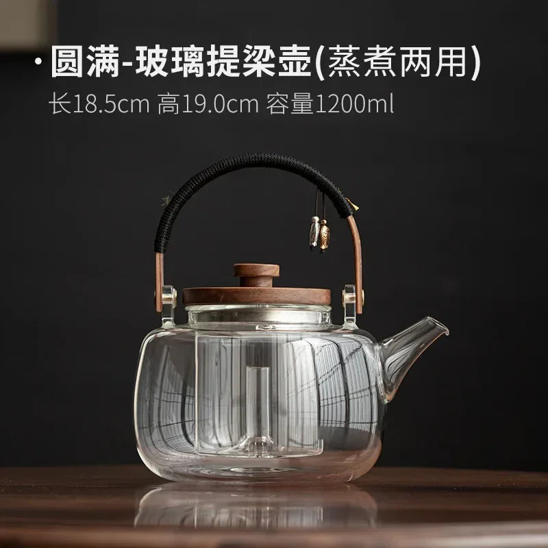 Glass Kettle Household Tea Set Small Steaming Teapot Electric Clay Stove Set