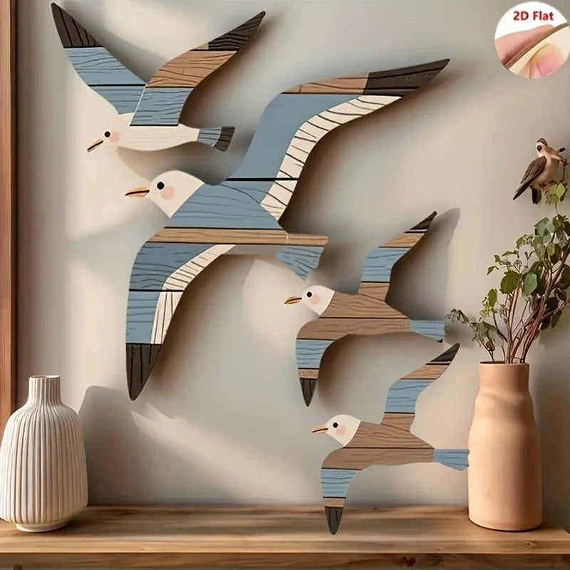 Retro Seagull Wall Decoration Set Wooden Seagull Ornament Room Decoration Living Room, Office Decor Items Home Decor Items