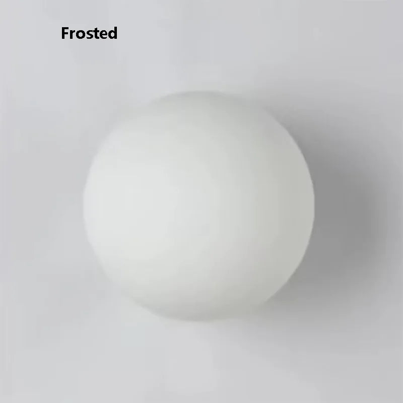 Smooth/Frosted Glass Ball Milky Wall Lamp Living Room Balcony Aisle Entrance Study Concealed Base White Round Ball Wall Sconce