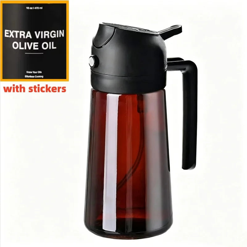 470ml Olive Oil Dispenser, Cooking Sprayer 2-in-1 Spray and Pour, Leak-Proof Eco-Friendly Thick Glass Spray Bottle for Cooking