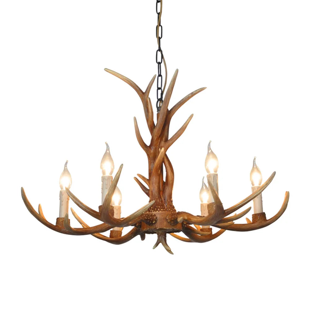 Vintage Chandelier Resin Deer Horn Antler Ceiling Light Pendant Lamp For Restaurant Bedroom Living Room Home Decor