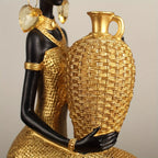 Resin Sculpture of an African Woman  Gold and Black