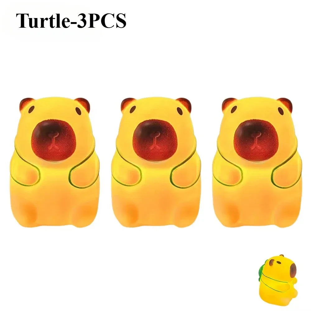 Cute Cartoon Capybara Silicone Night Light USB Rechargeable LED Pat Lamp Timing Dimming Decorative Table Lamp Sleep Night Lamp