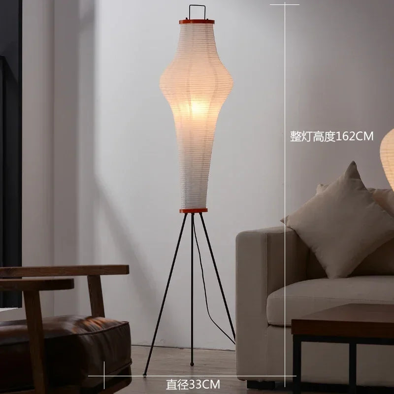 Wabi Sabi Sculptural Floor Lamp Japanese Paper Lantern Standing Light for Bedroom Living Room Decor