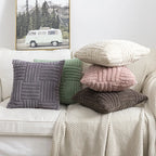 1pc Boho Faux Fur Plush Throw Pillow Covers, Cream White, Luxury SoftFluffy Decorative Cushion Cover Pillowcase for Sofa, Couch
