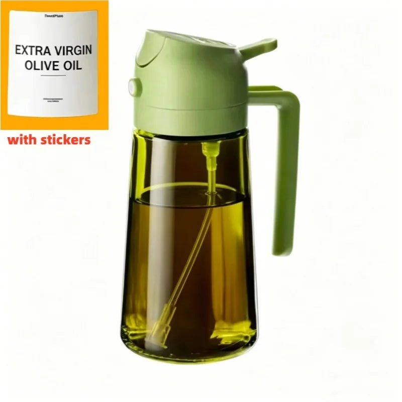 470ml Olive Oil Dispenser, Cooking Sprayer 2-in-1 Spray and Pour, Leak-Proof Eco-Friendly Thick Glass Spray Bottle for Cooking