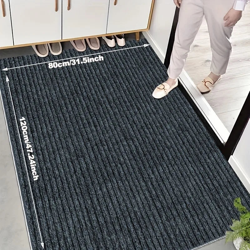1pcs Double Stripe Non-Slip Doormat for Entryway - Heavy Duty Dirt Resistant Rug Indoor Outdoor Carpet for Home/Office